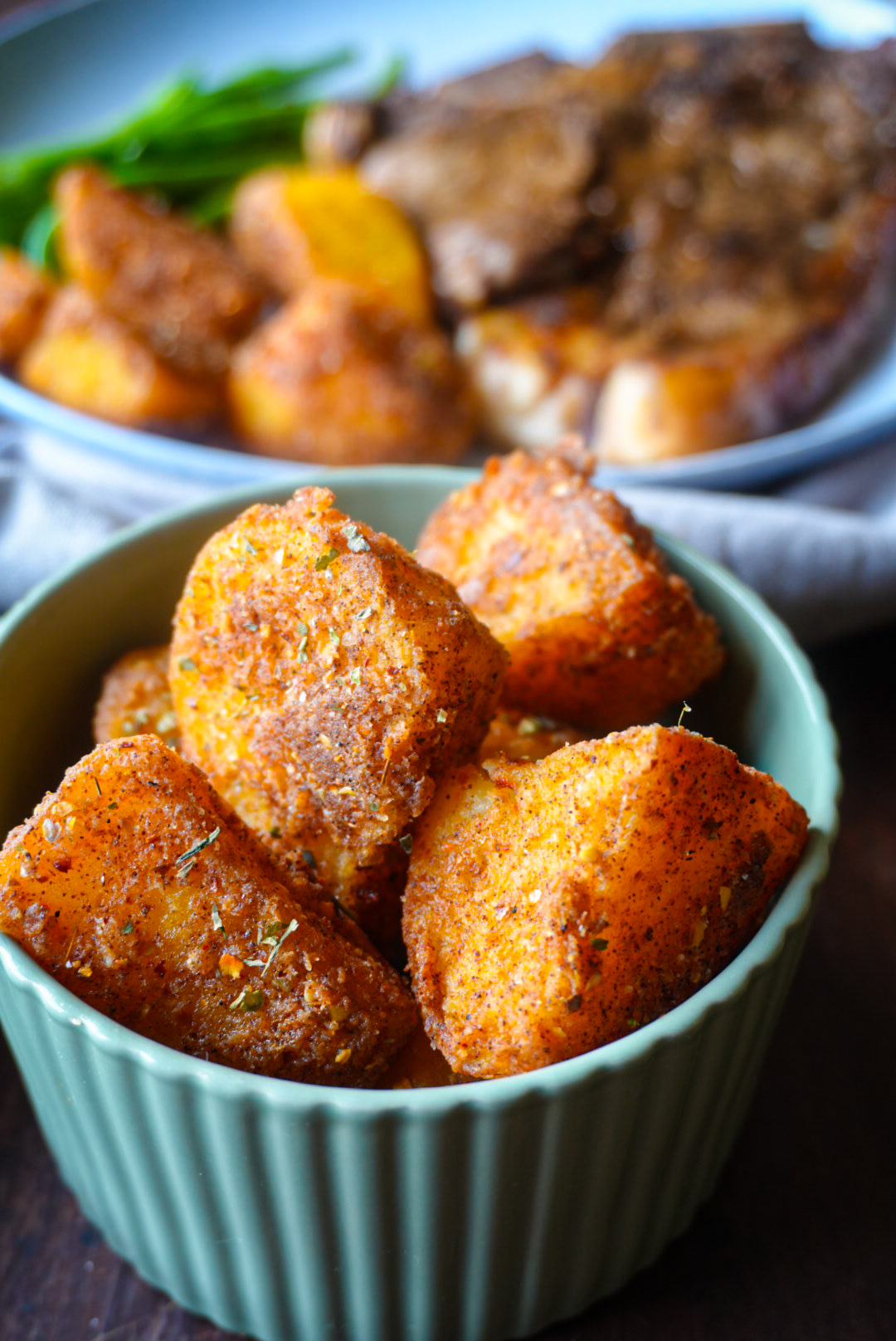 Rhodes Quality seasoned roasted potatoes styled in a bowl for Rhodes Food Group